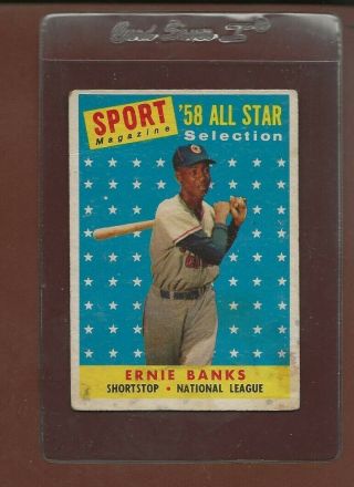 1958 Topps Baseball Card 482 Ernie Banks All Star,  Good