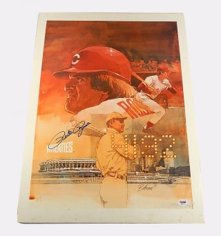 Pete Rose Signed 18 " X 24 " Print On Poster Board Psa/dna