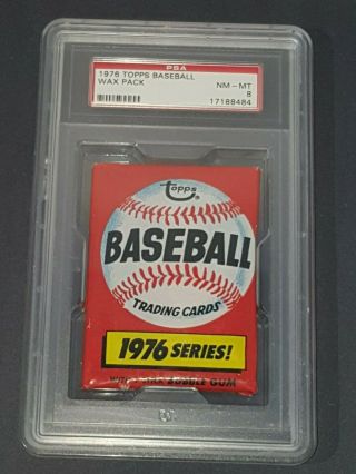 1976 Topps Baseball Wax Pack Graded Psa 8 Nm - Mt