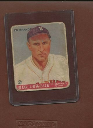 1933 Goudey Chewing Gum Baseball Card 50 Ed Brandt,  Boston Braves,  Vg