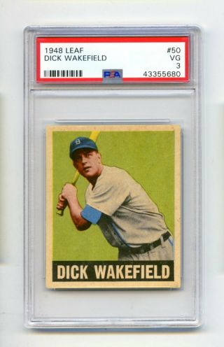 1948 Leaf Dick Wakefield 50 Detroit Tigers Baseball Card Psa Vg 3