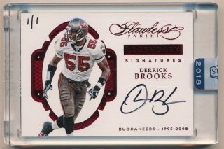 Derrick Brooks 2018 Panini Honors 2016 Flawless On Card Autograph Sp Auto 1/1