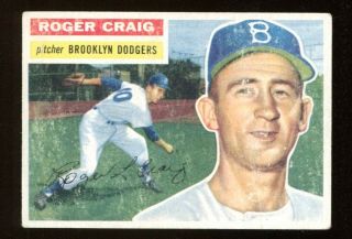 Roger Craig 1956 Topps 63 Rookie Brooklyn Dodgers Vg/ex 36646
