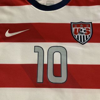 USA 10 Donovan MLS Soccer Jersey Size XL Red White Stripe Nike 2