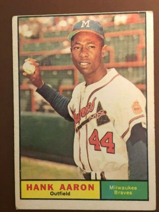 1961 Topps Hank Aaron Milwaukee Braves 415 Baseball Card