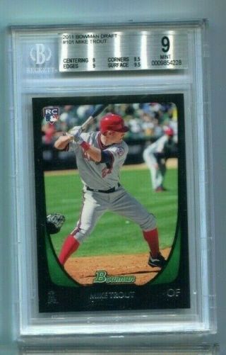 2011 Bowman Draft 101 Mike Trout Rc Bgs 9 Angels Rookie