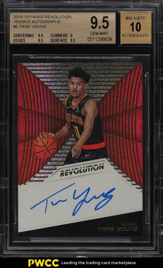 2018 Panini Revolution Trae Young Rookie Rc Auto 5 Bgs 9.  5 Gem (pwcc)