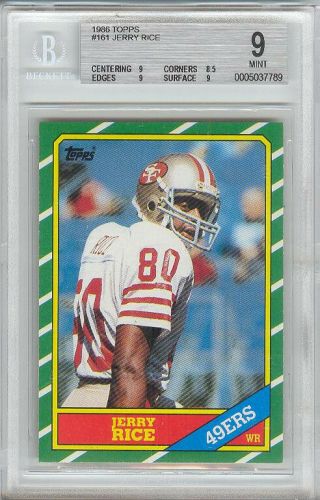 Jerry Rice 49ers Hof 1986 Topps 161 Rookie Card Rc Bgs 9
