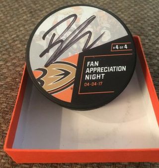 Ryan Kesler Anaheim Ducks Fan Appreciation 17 Autographed Signed Hockey Puck Nhl