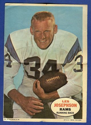 1968 Topps Football Poster Les Josephson 10 Los Angeles Rams