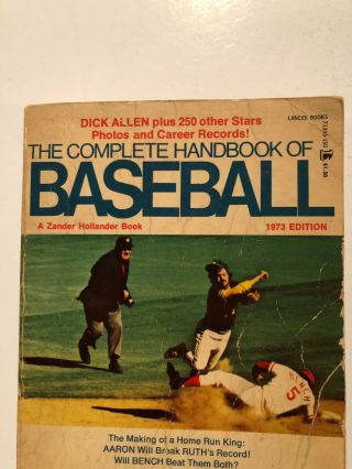 Mlb: " The Complete Handbook Of Baseball " 1973 Edition By Zander Hollander 1973