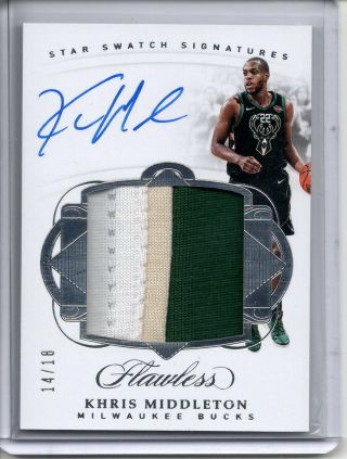 Khris Middleton Auto Logo Patch /18 2017 - 18 Flawless Star Swatch Signatures Sp