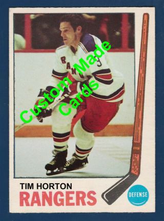 Custom Made Topps 1969 - 70 York Rangers Tim Horton Hockey Card