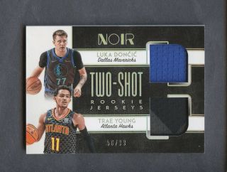 2018 - 19 Panini Noir Two - Shot Luka Doncic Trae Young Rc Rookie Jersey 50/99
