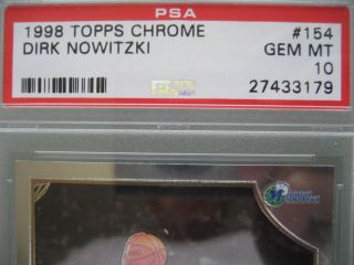 1998 Topps Chrome 154 Dirk Nowitzki Rookie Rc PSA 10 Gem 5