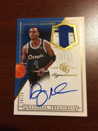 Anfernee Hardaway 2013 - 14 National Treasures Game Gear Auto 3 Color Patch /25