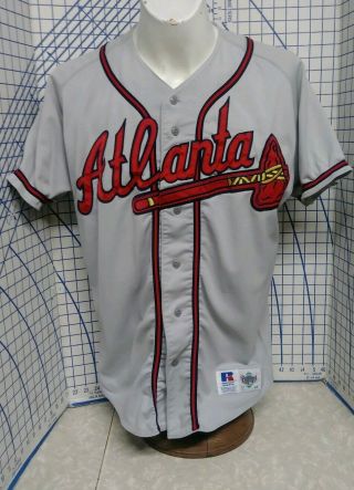 Vintage Russell Athletic Atlanta Braves Gray Mlb Baseball Blank Jersey 44 Read