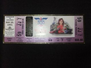 Vintage Indy 500 Race Ticket Stub May 26 1991 Arie Luyendyk