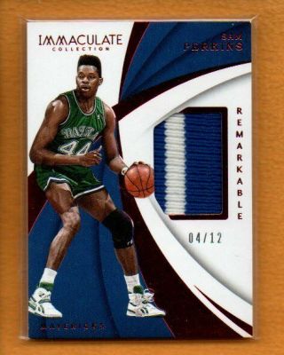 Sam Perkins 2017 - 18 Immaculate Remarkable Memorabilia Red Patch /12 Sp