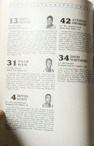 1988 Atlantic Coast Conference Basketball Tournament Program ACC Duke N Carolina 2