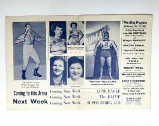Vintage Big Time Wrestling Program 1950 Hobart Arena Troy Ohio NWA 2
