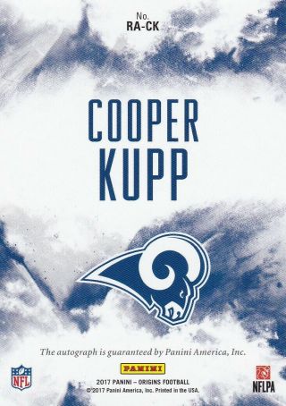 Cooper Kupp Los Angeles Rams 2017 Panini Origins Rookie Autographs 32 AUTO RC 2