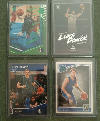 Luka Doncic (4) Rookie 2018 2019 Rc Non Auto Elite Green Foil Playoff Optic Hot
