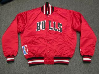 Vtg 80s 90s Starter Nba Chicago Bulls Nylon Satin Bomber Jacket Red Medium M