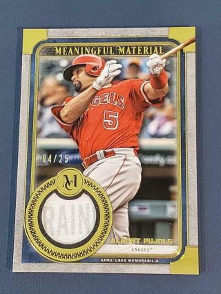 Albert Pujols Angels Patch Tag 4/25 2019 Topps Museum Meaningful Material Gold