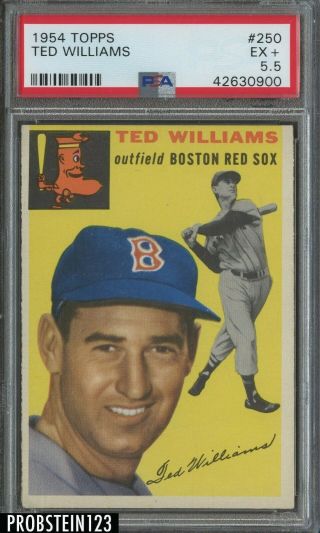 1954 Topps 250 Ted Williams Hof Boston Red Sox Psa 5.  5 Ex,