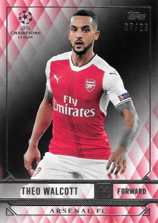 2016 - 17 Topps Champions League Showcase Theo Walcott Arsenal Red Sp Card /25