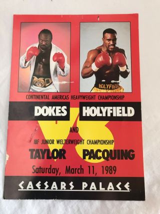 Holyfield Vs Dokes Official Promotional Postcard 1989 From Caesars Palace