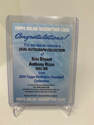 Kris Bryant Anthony Rizzo 2019 Topps Definitive Dual Auto