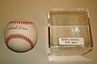Henry Hank Aaron Autographed Official Rawlings National League Baseball No