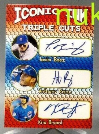 Javier Baez - Kris Bryant - Anthony Rizzo Triple Cuts Autographed Card Cubs