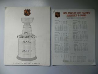 1973 Stanley Cup Final Game 5 Nhl Pocket Folder From Ron Andrews Statistician