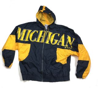 Vtg University Of Michigan Wolverines The Game Windbreaker Rain Jacket Men 