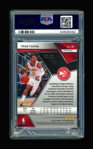 POP 1 TRAE YOUNG 2018 - 19 PANINI SPECTRA GOLD PRIZM ROOKIE RC /10 PSA 10 GEM 2