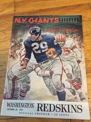 Oct 28 1962 York Giants Vs Washington Redskins Official Game Program