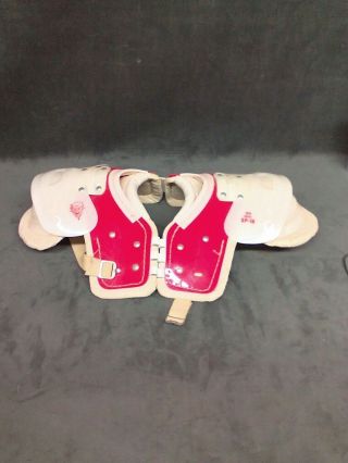 Vintage Hutch Youth Football Shoulder Pads Red Leather S - 18 Small Made In Usa