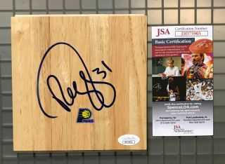 Reggie Miller Signed Hardwood Floor Floorboard Piece Auto Jsa Pacers Hof