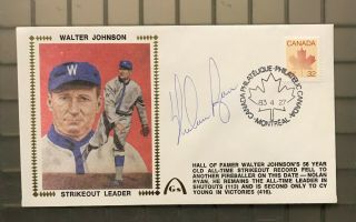 Nolan Ryan Signed Walter Johnson Strikeout Leader 1983 First Day Cover Fdc Auto
