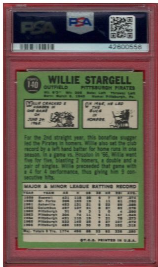 1967 Topps WILLIE STARGELL 140 PSA Grade 6 EX - MT COND.  