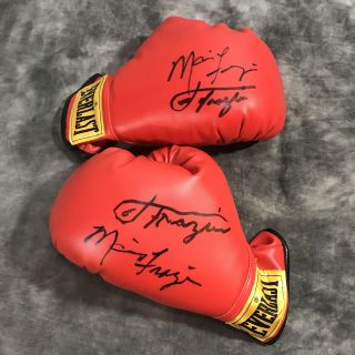 Joe Frazier And Marvis Frazier Signed Pair Everlast Boxing Gloves Autograph Two