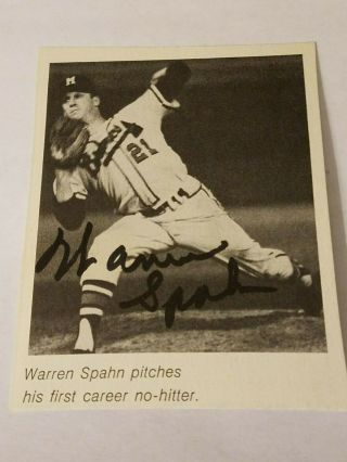 Warren Spahn (d.  2003) Autographed 3.  5 " X2.  5 " B&w Cut Photo From Book