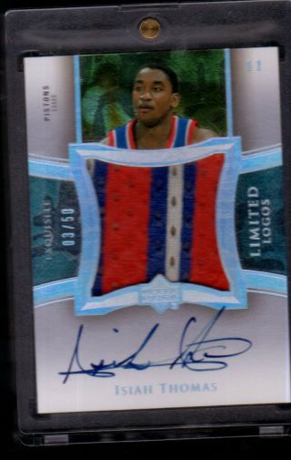 Isiah Thomas 2004 - 05 Ud Exquisite Limited Logos On - Card Auto Patch 03/50