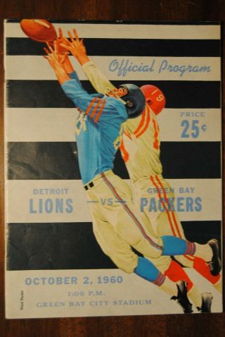 1960 Green Bay Packers Vs Detroit Lions Football Program - Vince Lombardi