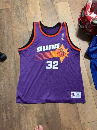 Vtg 90s Champion Nba Phoenix Suns 32 Jason Kidd Jersey Shirt Purple 48 Xl