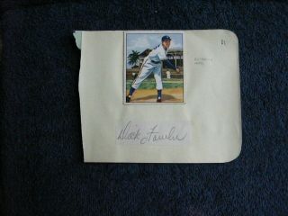 Dick Fowler Athletics Signed Cut Signature Page With 1950 Bowman Card Jsa