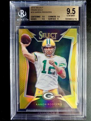Aaron Rodgers 2014 Select Prizm Gold Refractor 10/10 Bgs 9.  5 Ssp Packers Color 2
